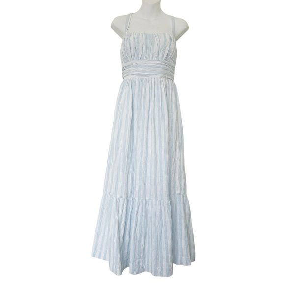 Mason’s Daughter sleeveless blue striped tiered maxi dress size medium sundress - Picture 2 of 10